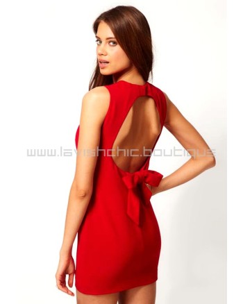 Mini Bodycon Dress With Open Bow Back